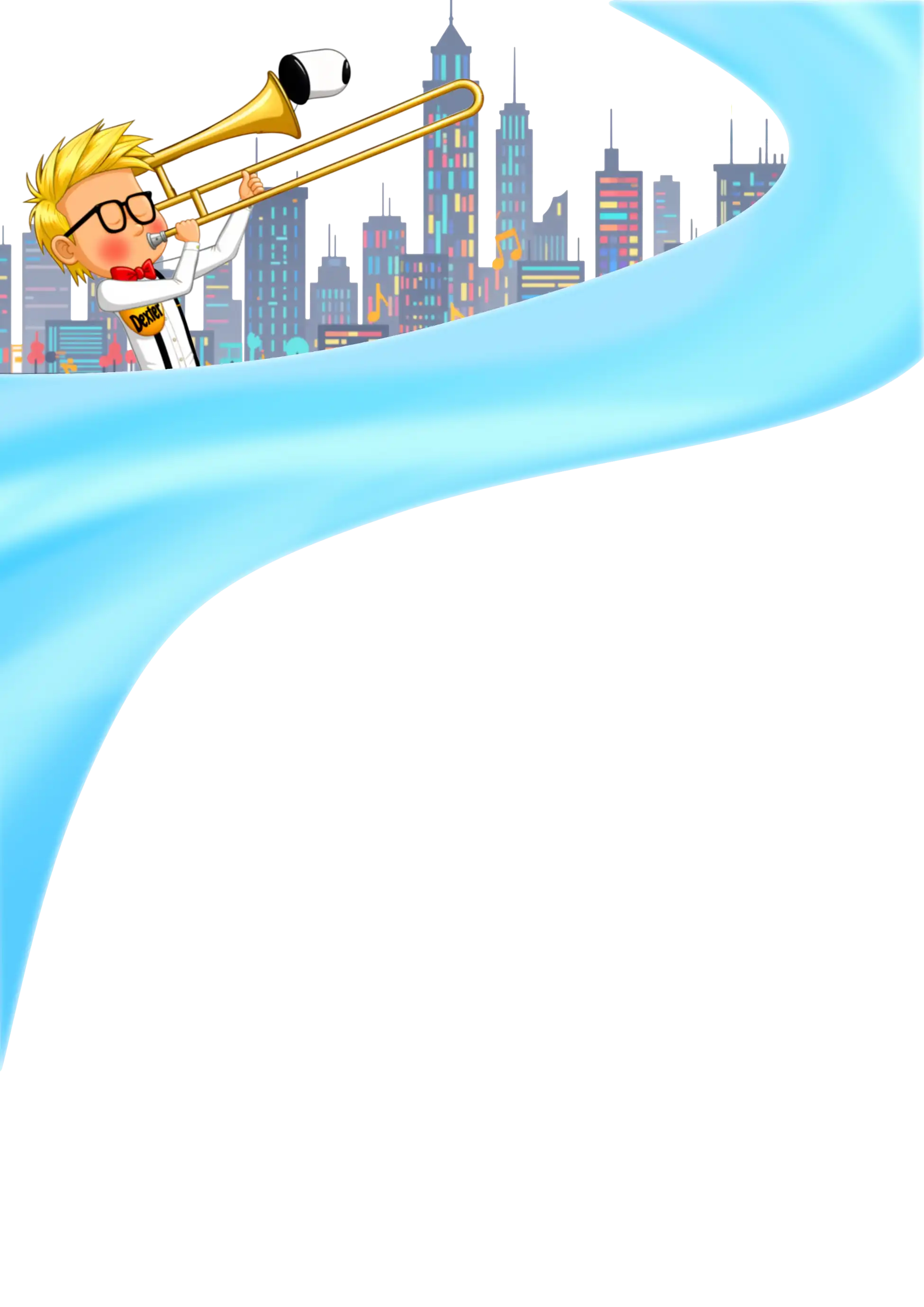 Web Dexter playing Trombone with Byte in the horn