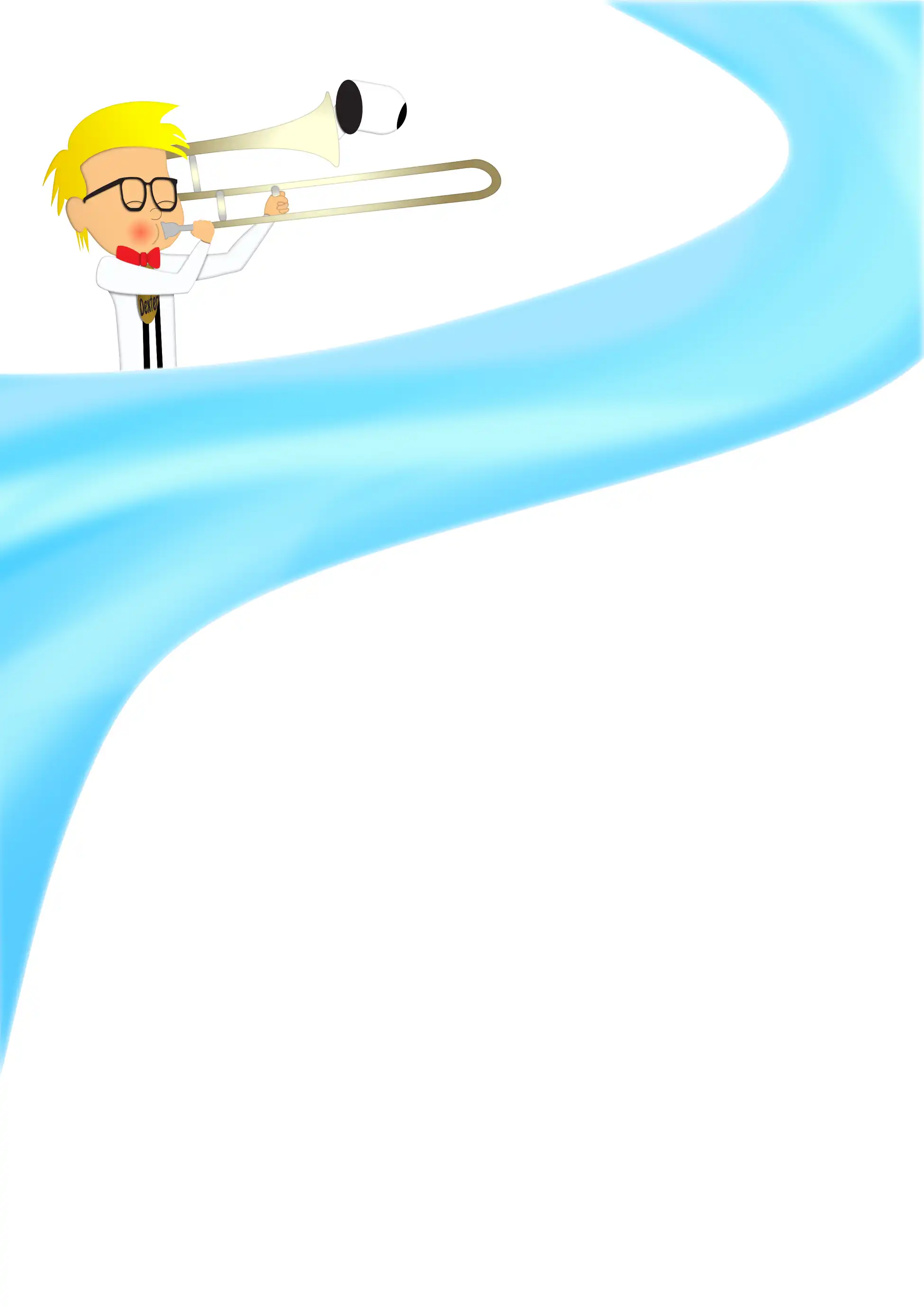 Web Dexter playing Trombone with Byte in the horn